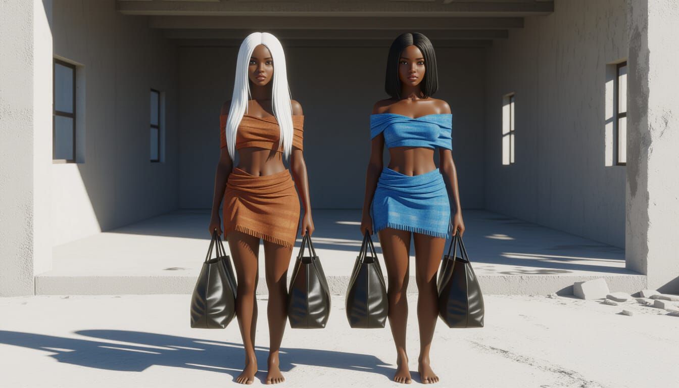 Fearful Women in Unfinished Building at Night