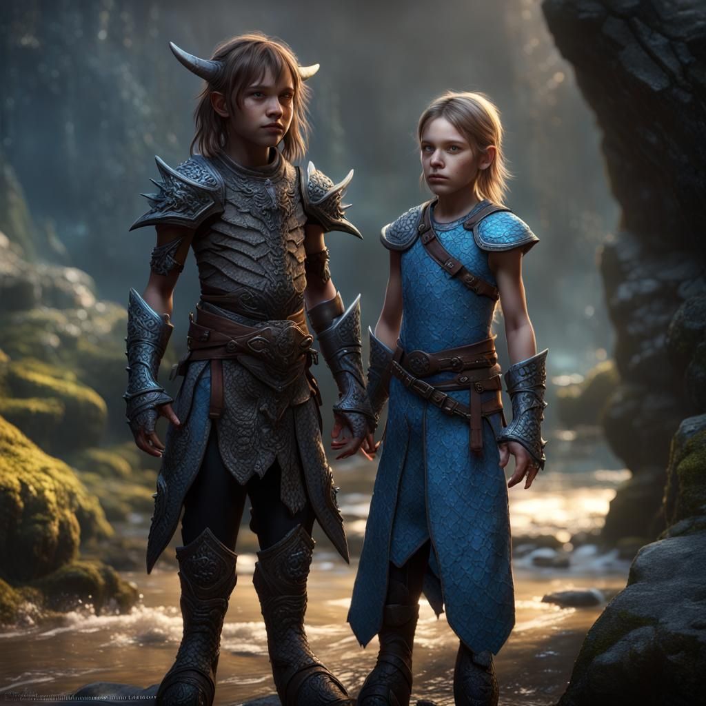 Dragon Twins: Hyperdetailed Dark Fantasy Art