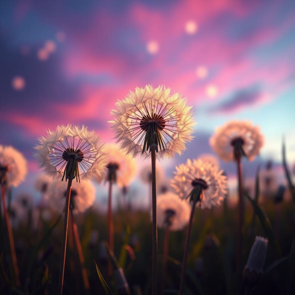 Whimsical Dandelions in a Fantastical Realm