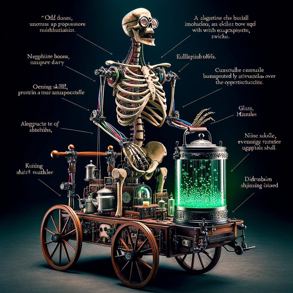 Skeletal Butler Opens Door with Steampunk Aesthetic