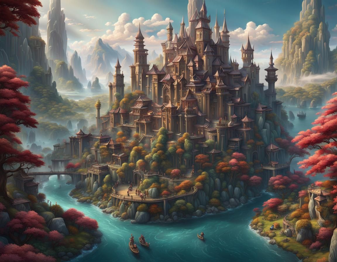 Utopian World: Detailed Digital Art Masterpiece