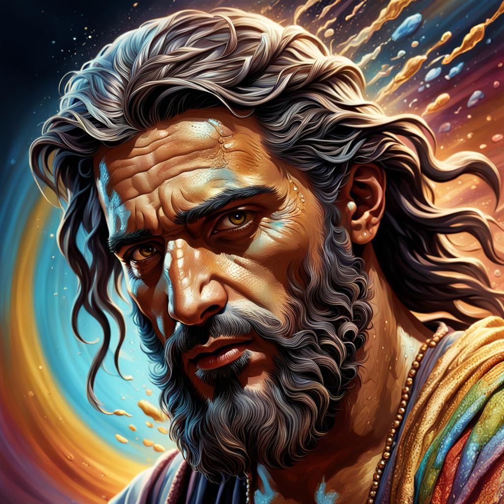 Hyperrealistic Portrait of Yeshua Hamashiach in Splash Art