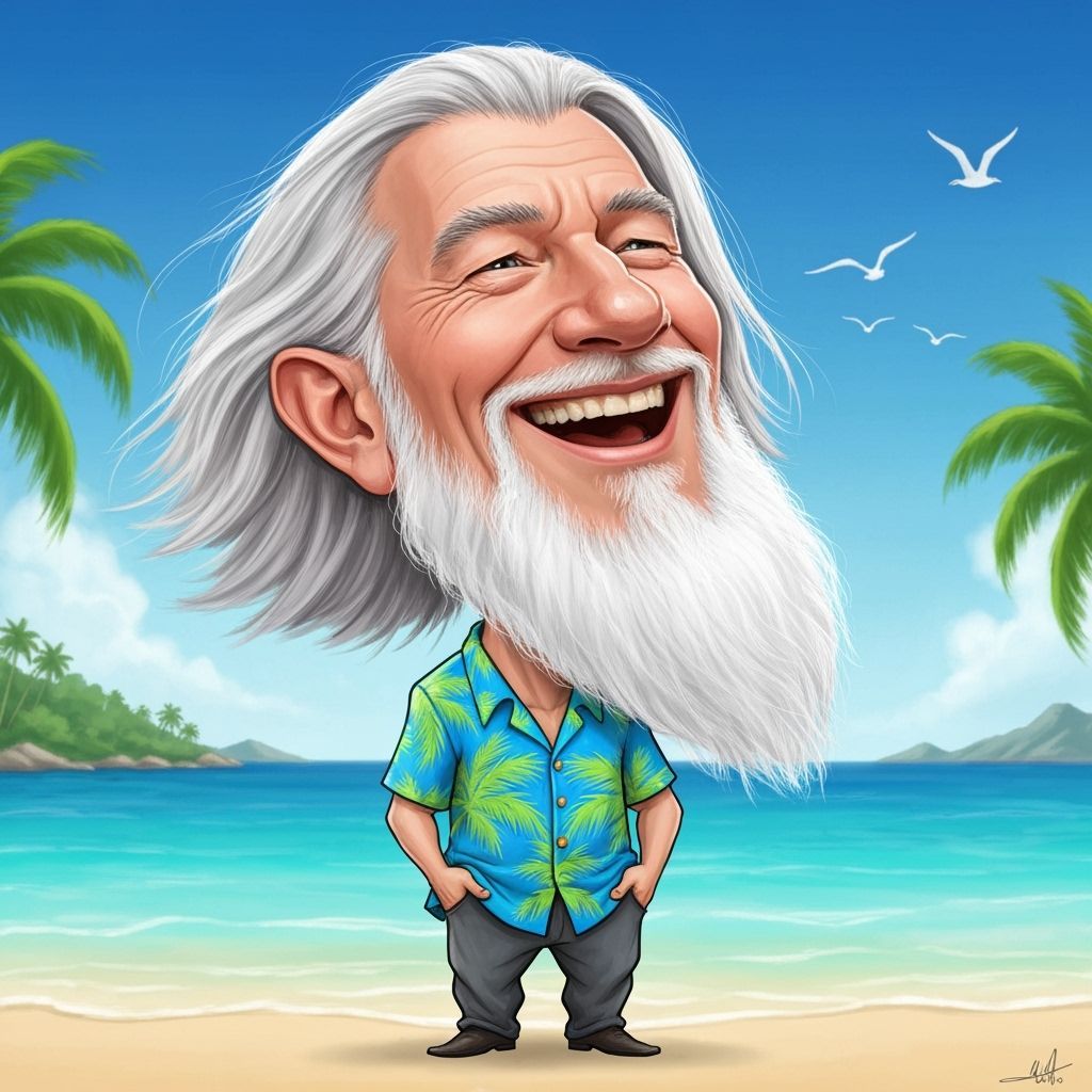 Gandalf Laughing on Tropical Beach