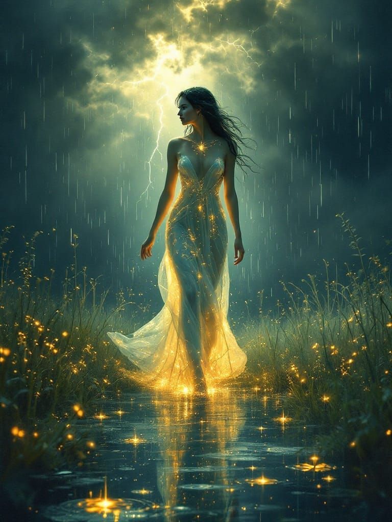 Rain under a canopy of midnight clouds