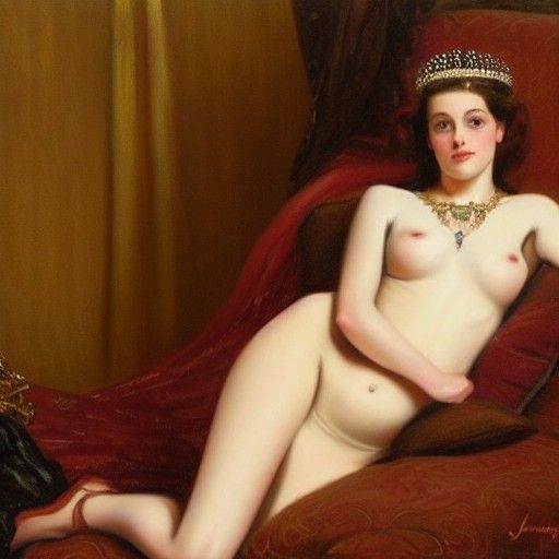 Queen in Lingerie: Oil Painting by Gurney Style