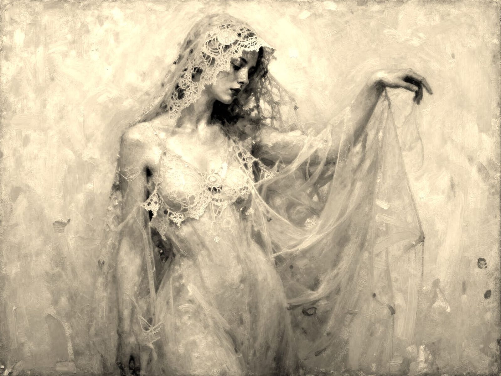 Abstract Portrait of a Woman in Pale Hues