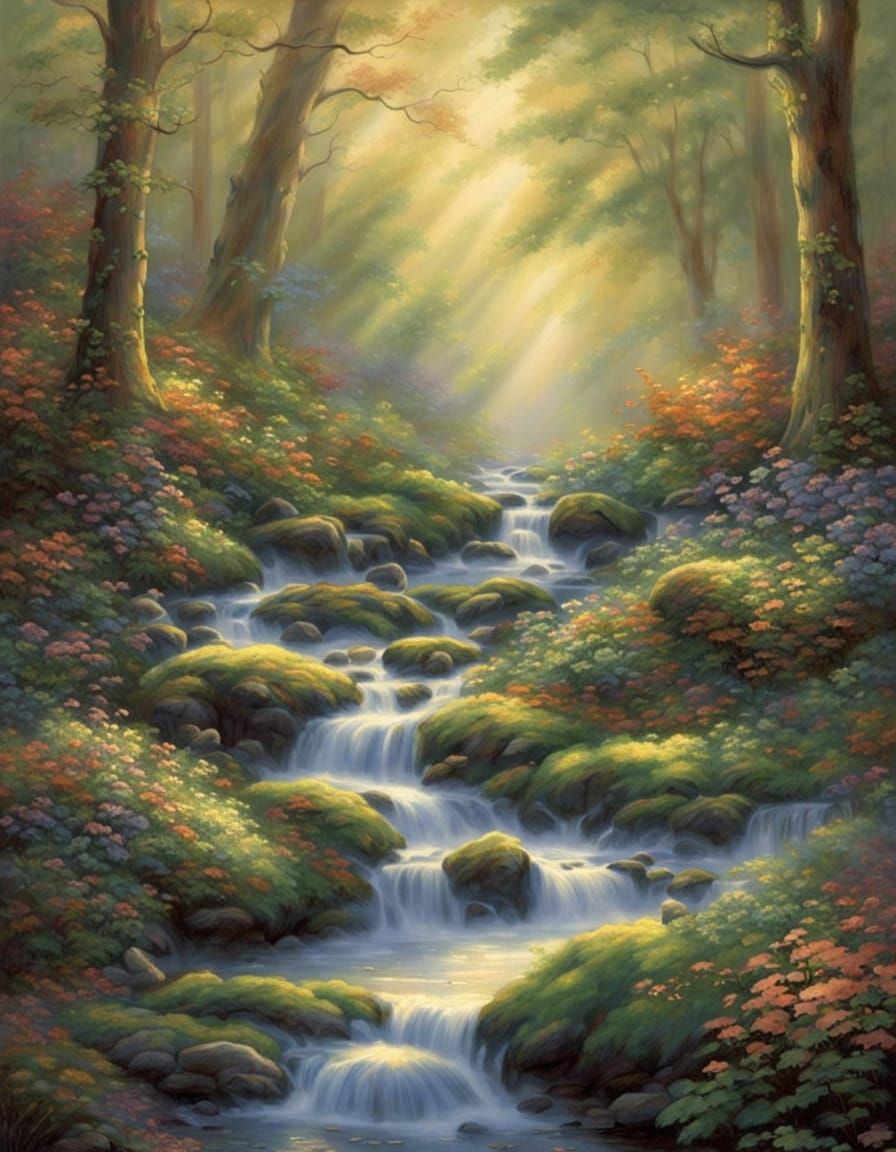 Ethereal Forest Clearing with Copper Coin Trees