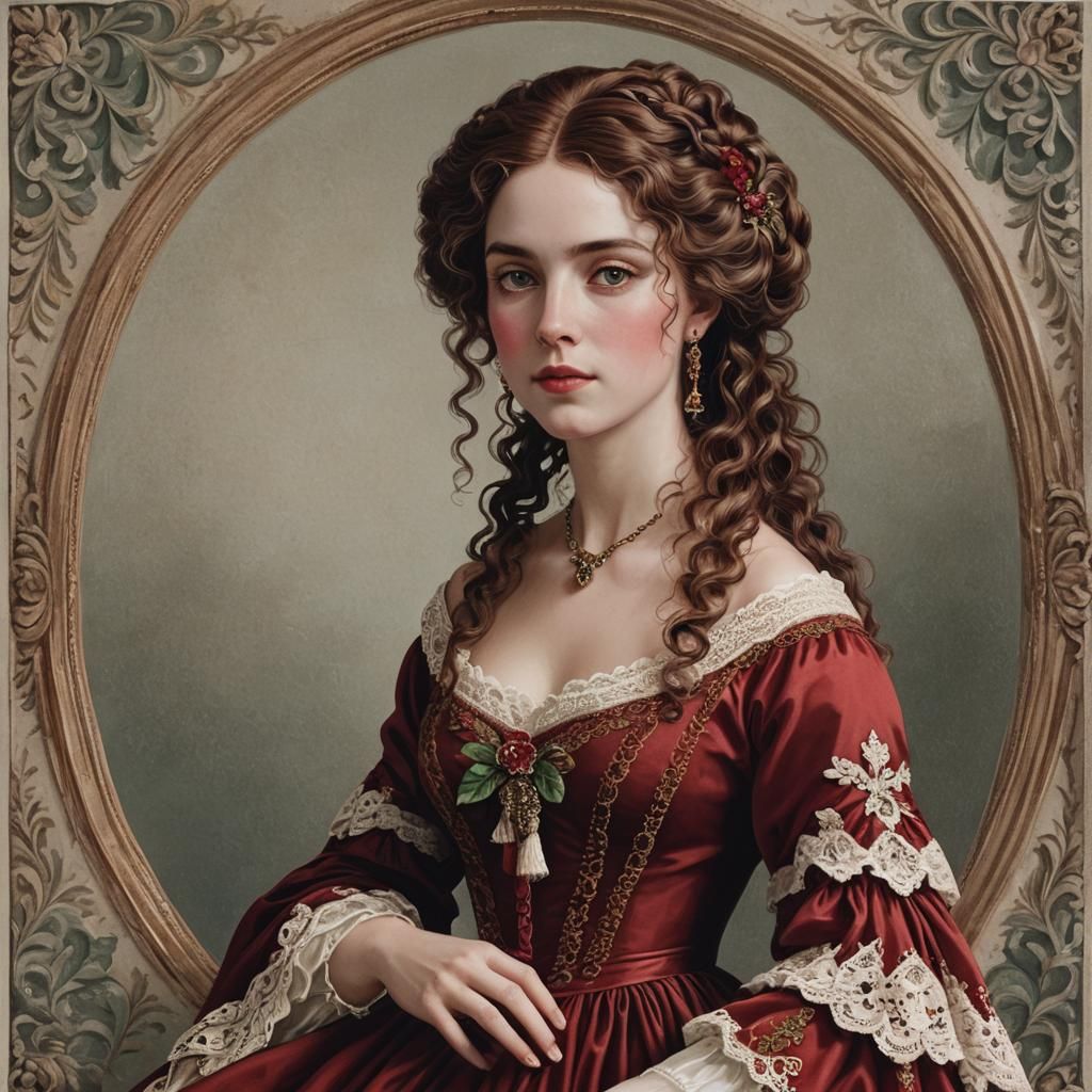 Girl with Mahogany Hair in Regency Fashion