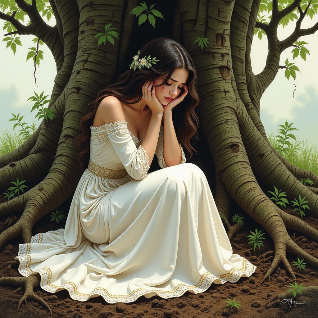 Sorrowful Earth Goddess in Earthy Tones