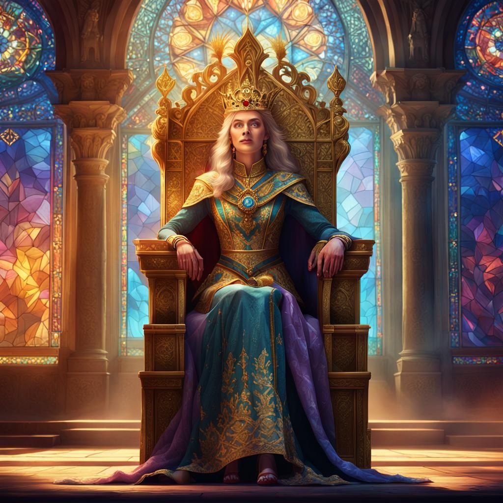Majestic Queen Portrait in Grand Chamber, Cinematic Art