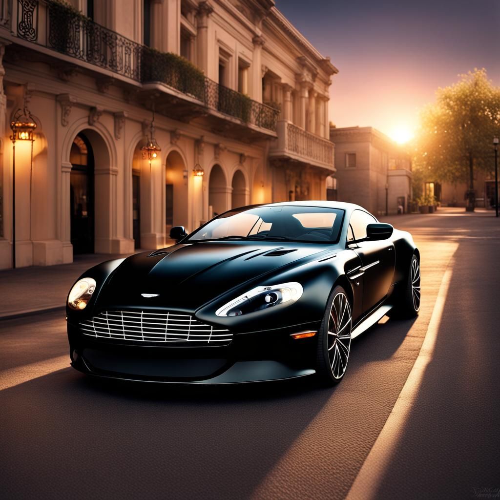 Aston Martin on a Spring Night, Digital Painting