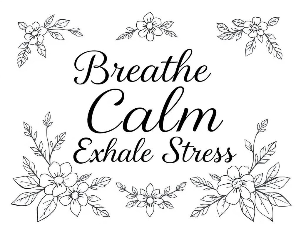 Elegant Calm Coloring Page with Floral Decorations