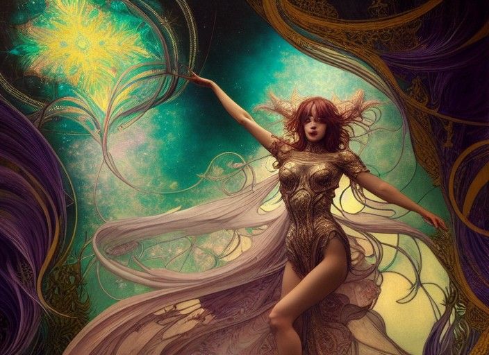 The Star Tarot Card in Digital Art Style