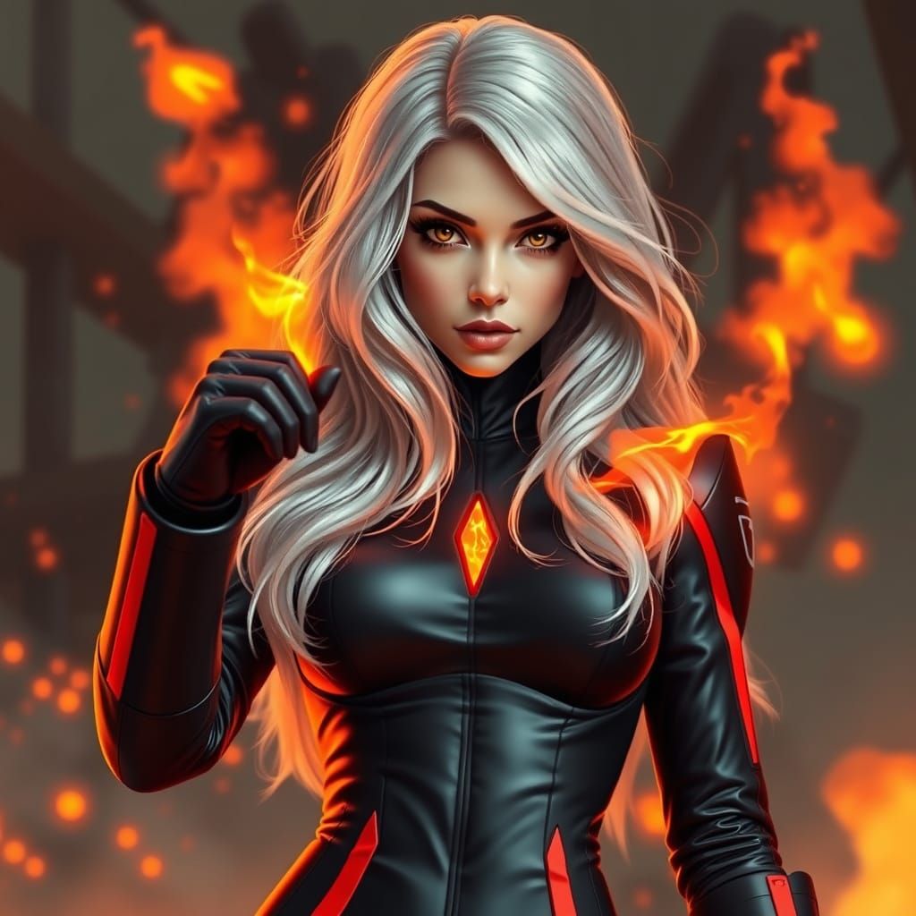 Futuristic Megaman Warrior Commands Lava in Industrial Cyber...