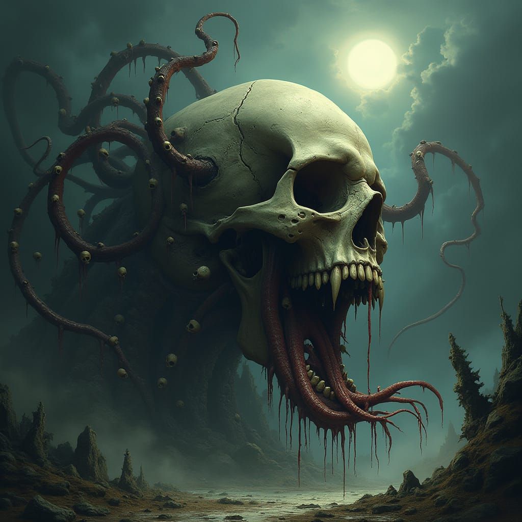 Surreal Skull Vessel Unleashes Hellish, Biomechanical Horror