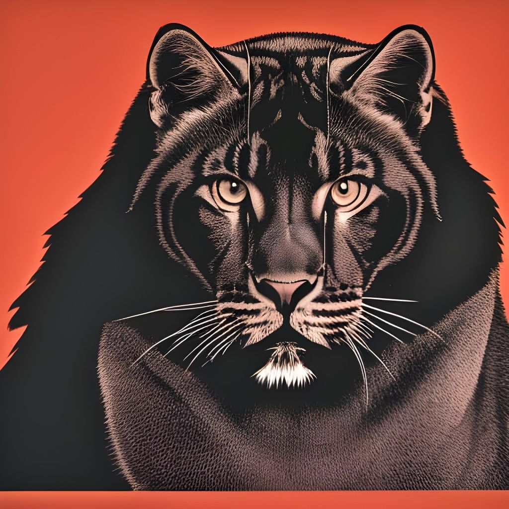 Lion and Cat Cartoon in Geometric Bauhaus Style