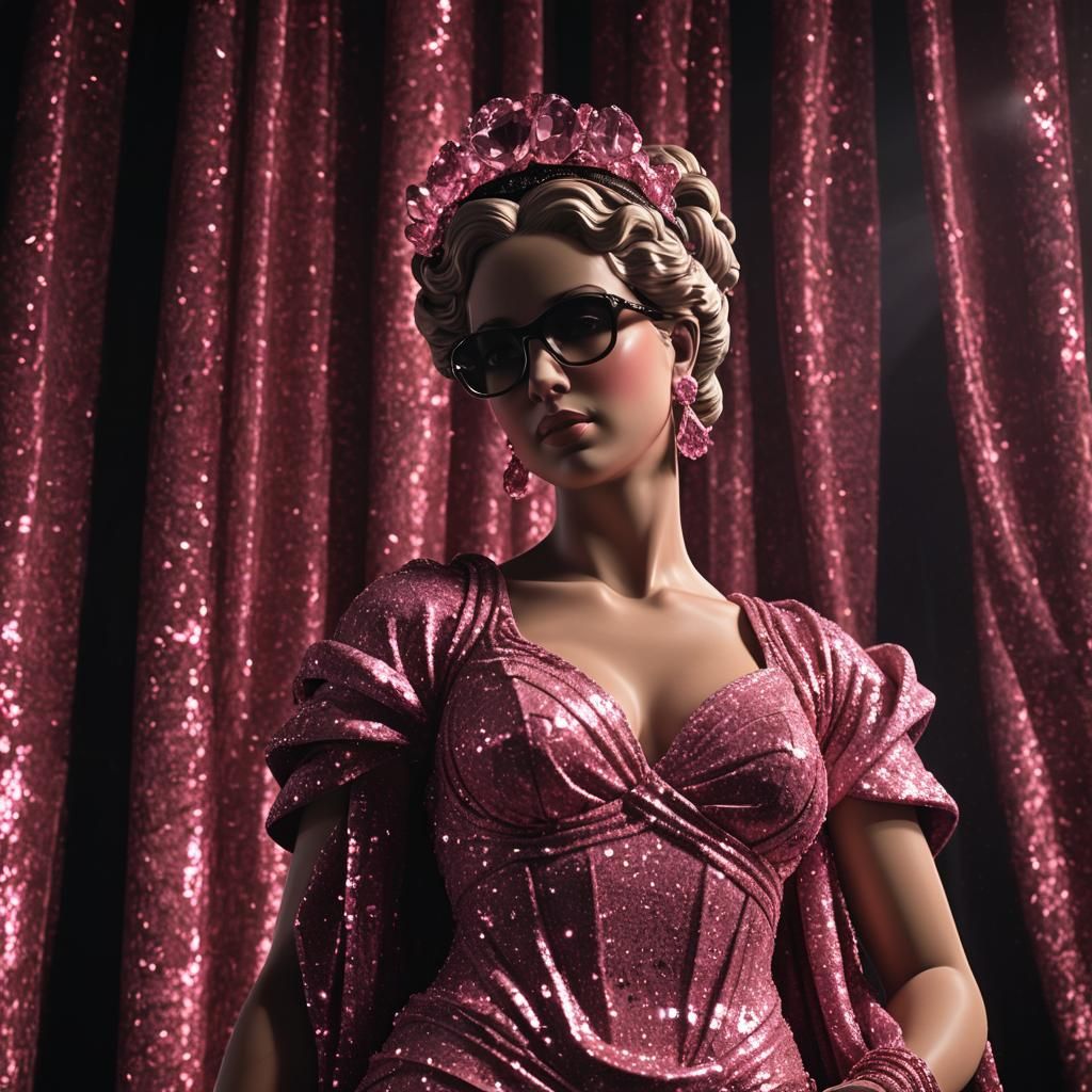 Venus de Milo in Rhinestone Dress: Digital Sculpture