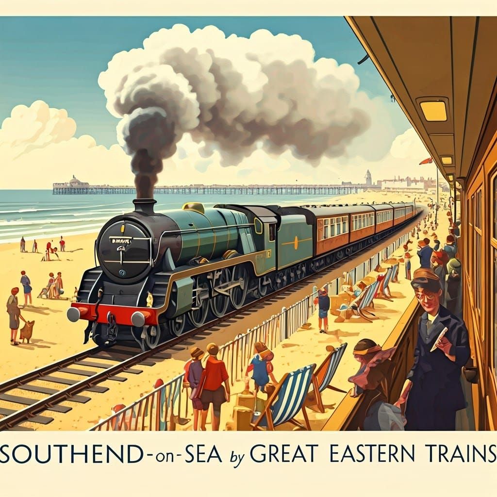 Southend-on-Sea Vintage Travel Poster, 1950s Style