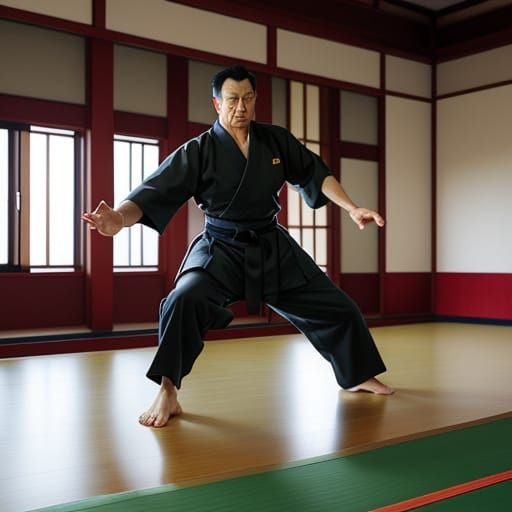 Martial Arts Master in Traditional Japanese Setting
