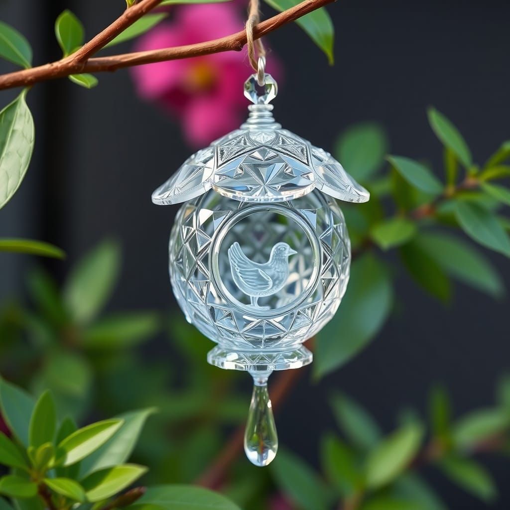 Crystal Birdhouse in Art Nouveau Style