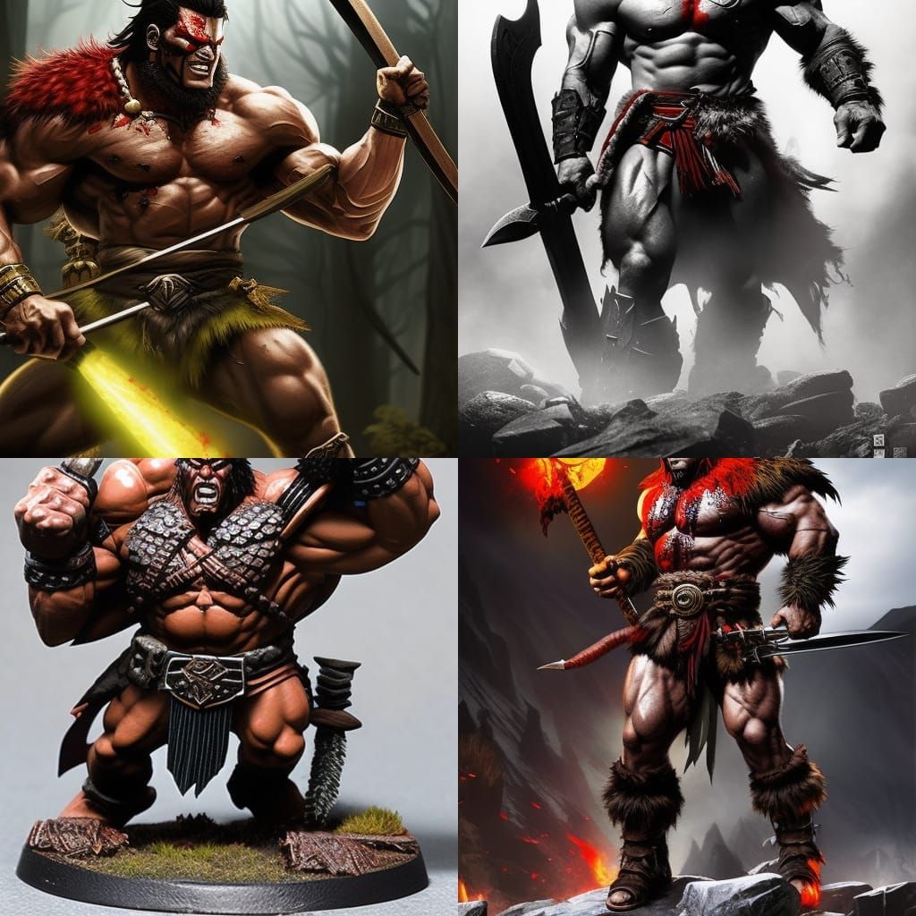 Half-Orc Barbarian in Colorful Splash Art Style