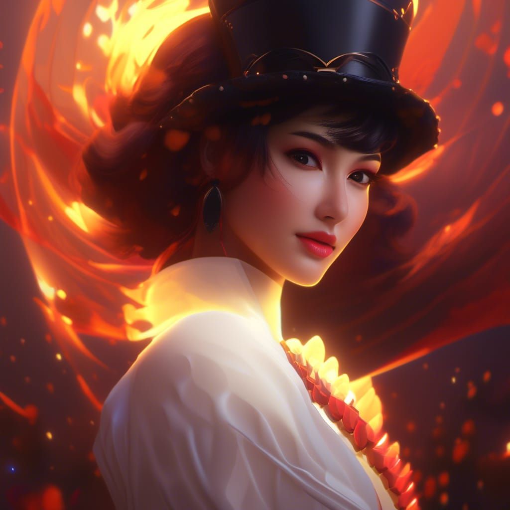 Film Noir Femme Fatale Smoking in Golden Hour