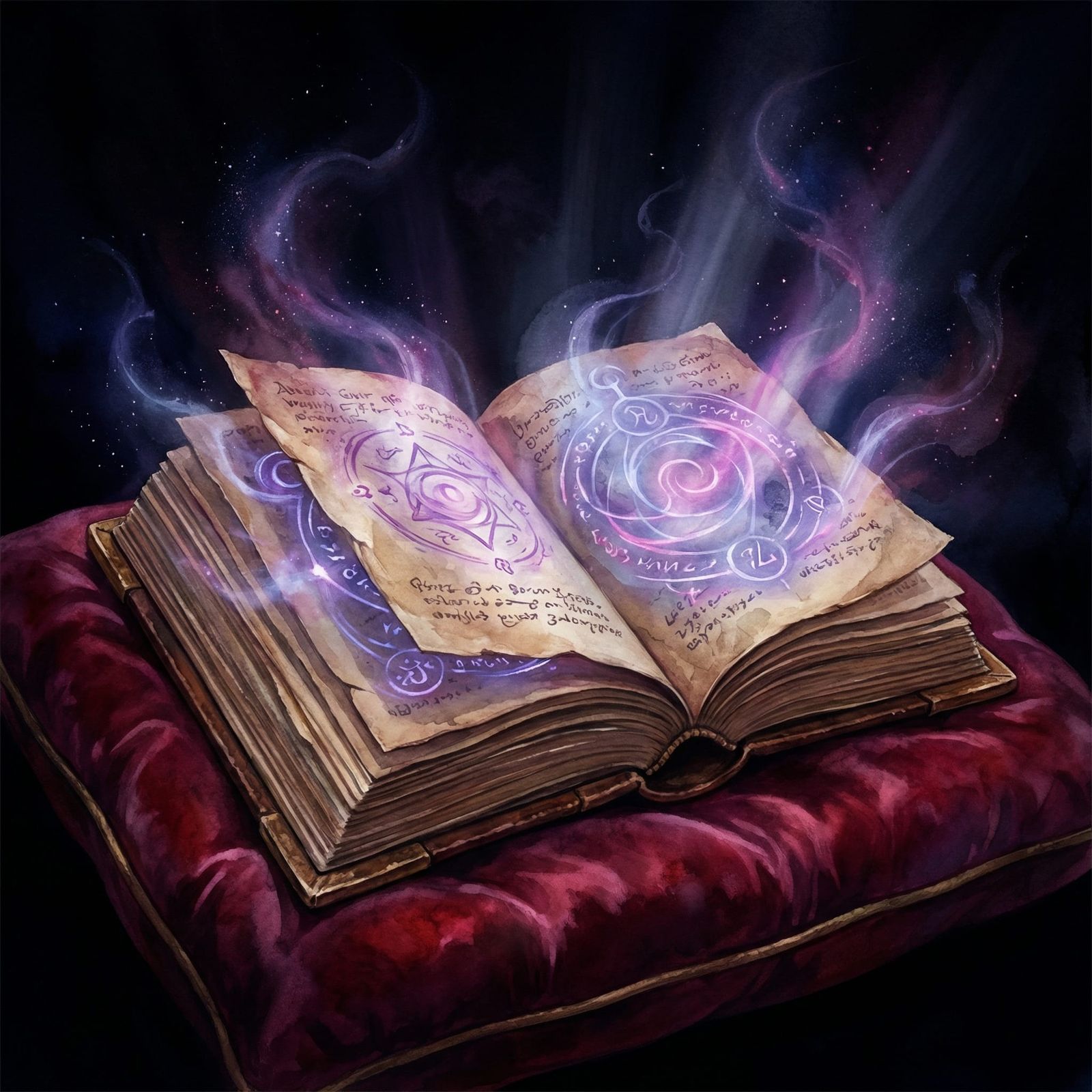 Glowing Grimoire with Cosmic Energy in Digital Painting Styl...