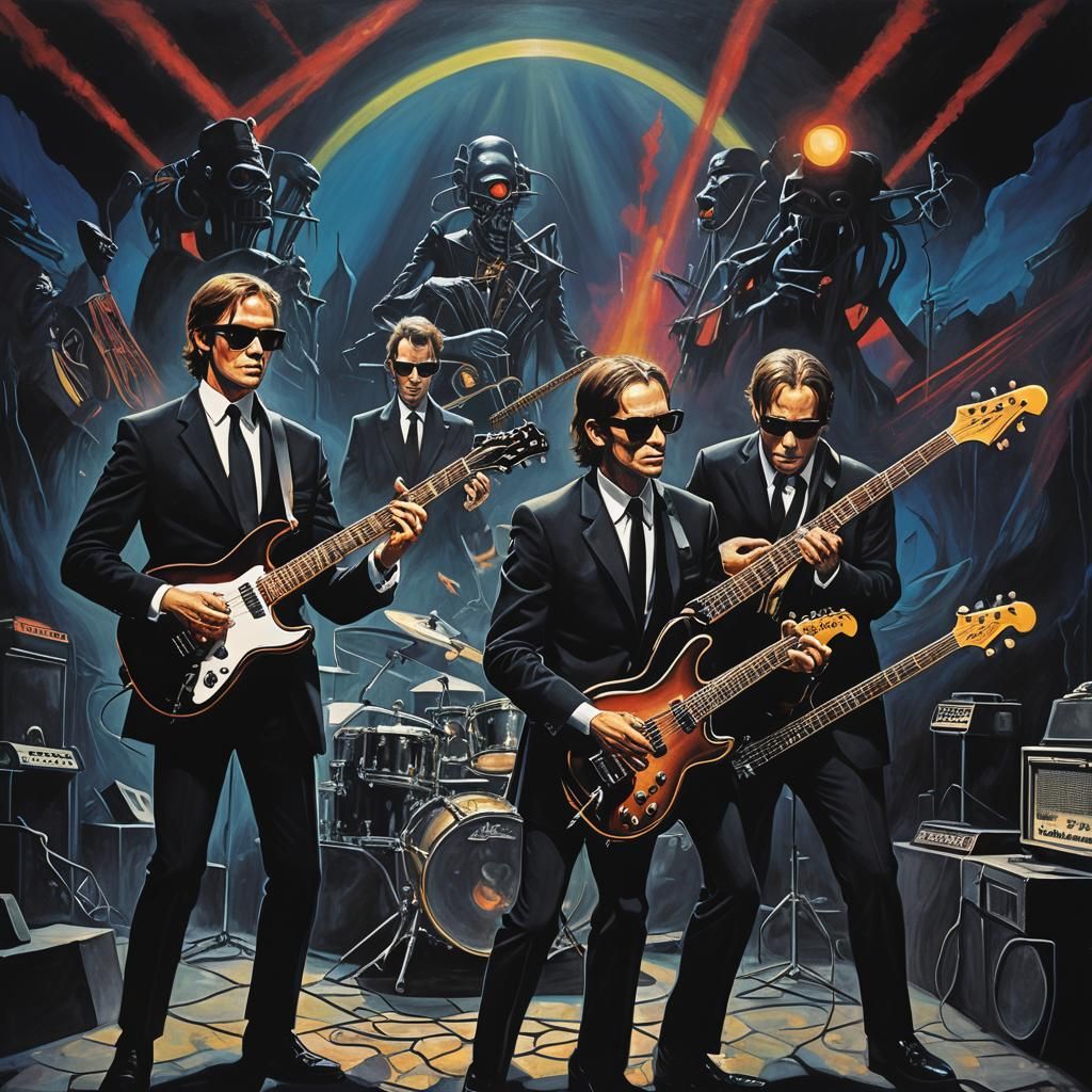 Surreal Metal Band Performance on Dark Stage