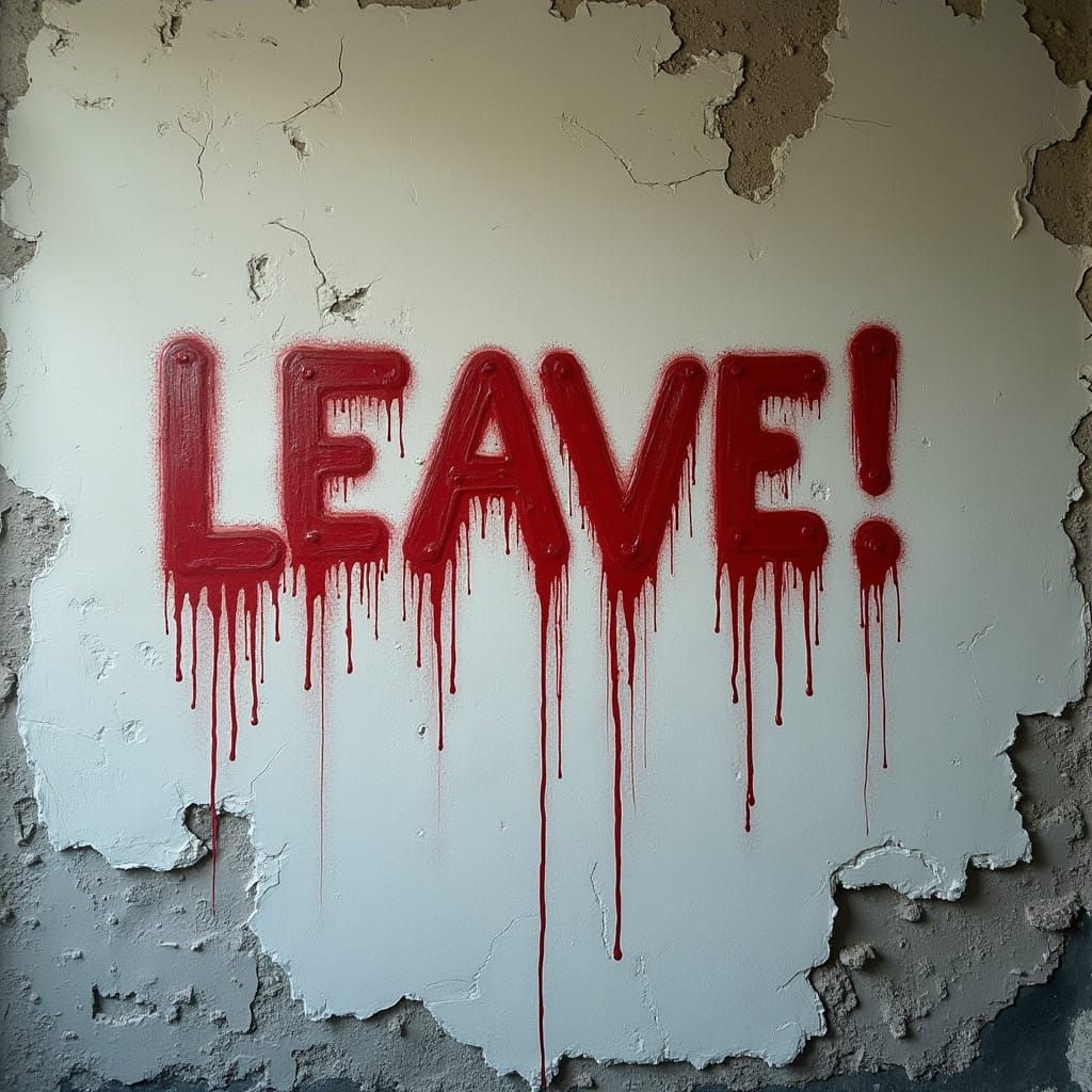 Decaying Asylum Wall with Mysterious Warning