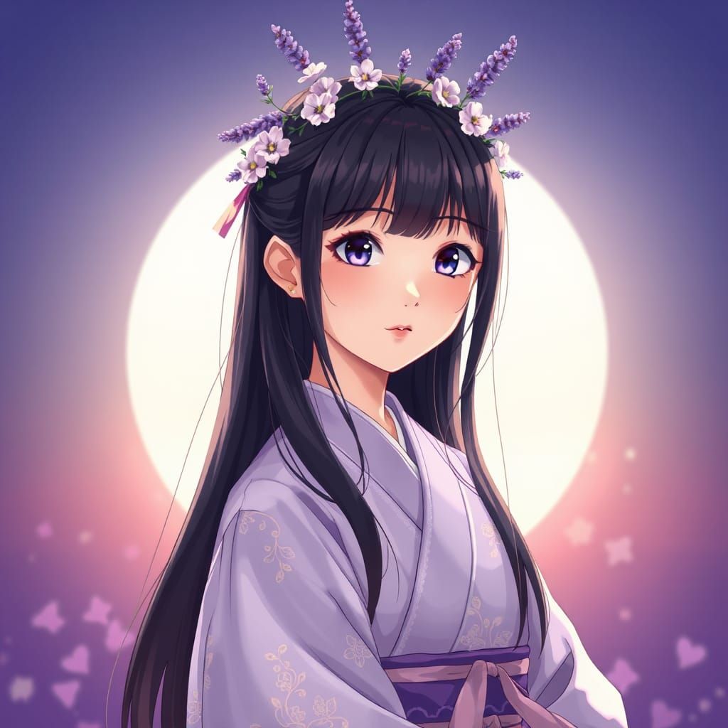 Korean Girl in Lavender Hakama, Studio Trigger Style