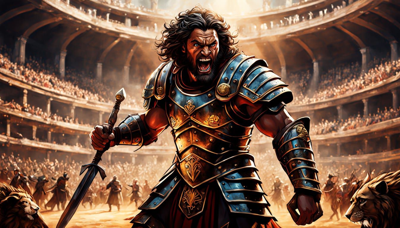 Ancient Roman Gladiator in Epic Arena Battle