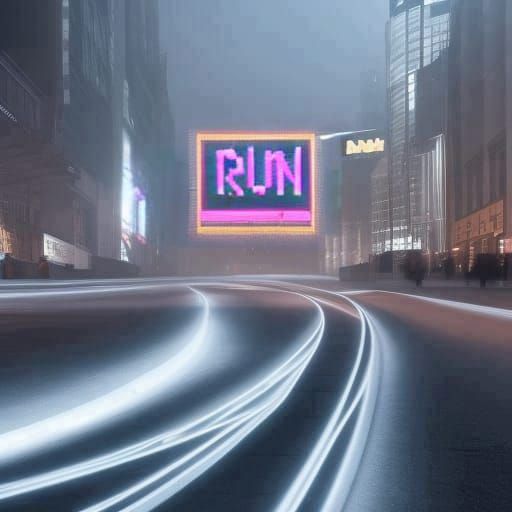 Cyberpunk Billboard Art: RUN in Bold