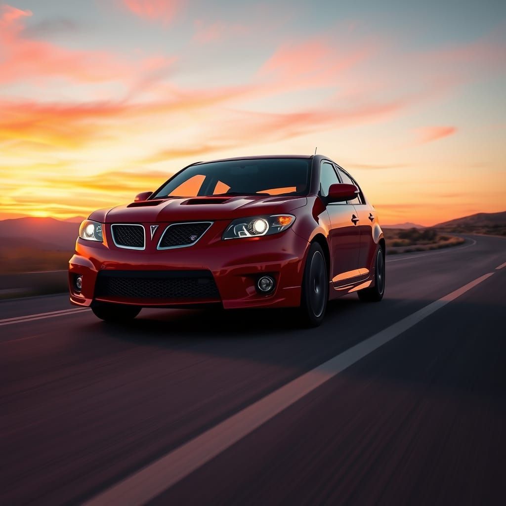 Ethereal Sunset Drive in Retro Futuristic Style