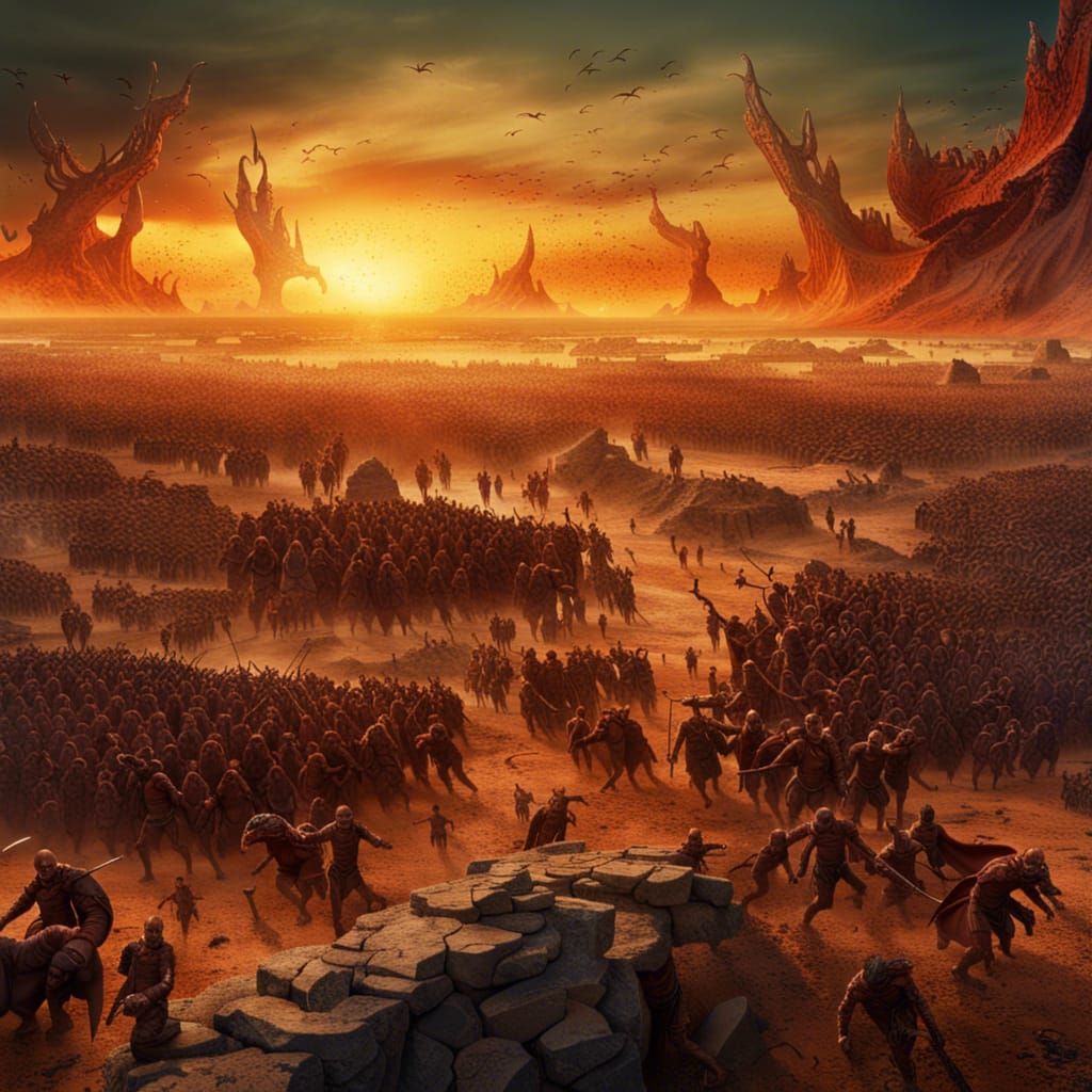 Epic Battle: Humans vs Demons on Cracked Plain