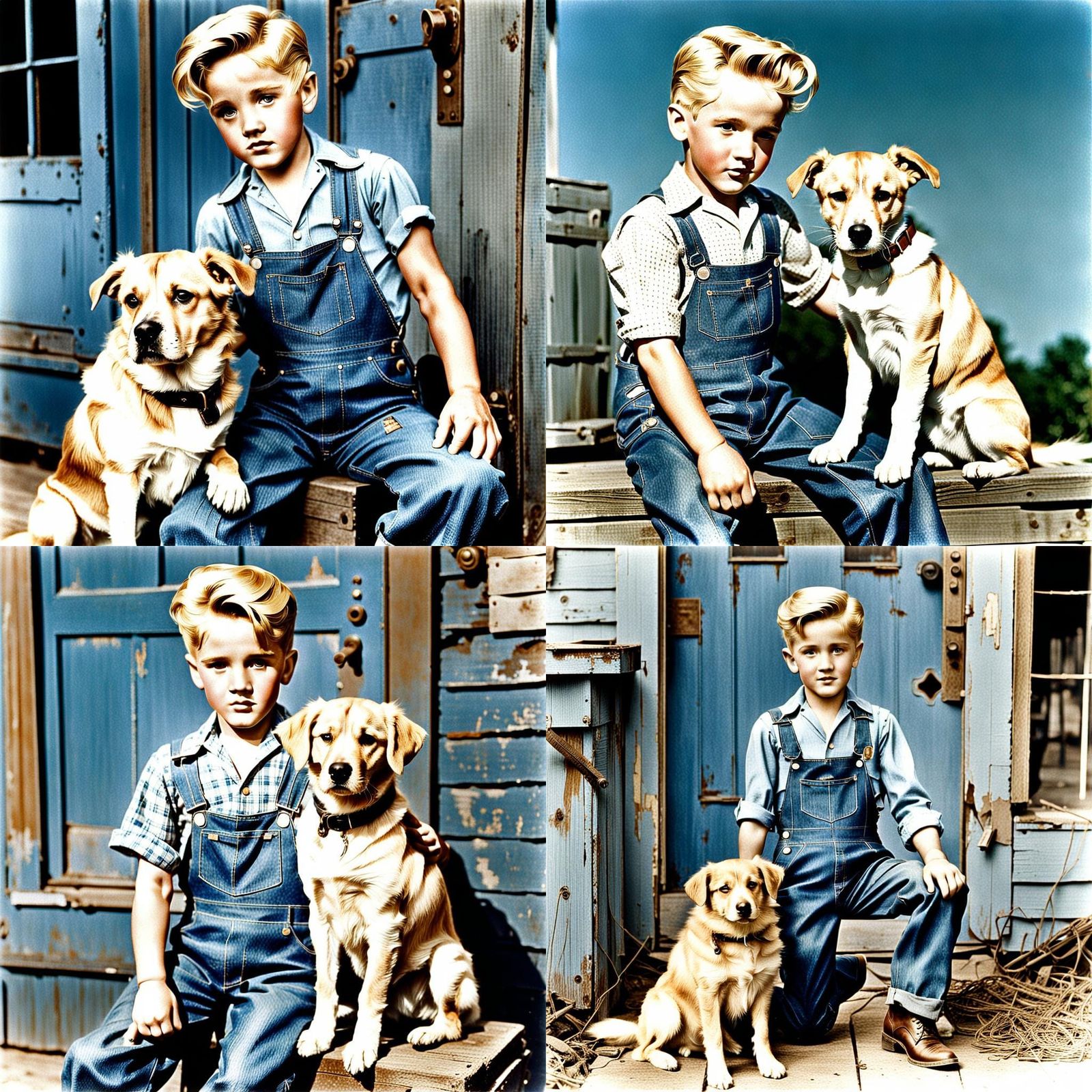 Elvis Presley as a Blonde Boy with Dog, 1940s