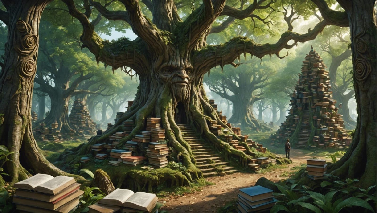 Magical Forest Library in Glass Globe