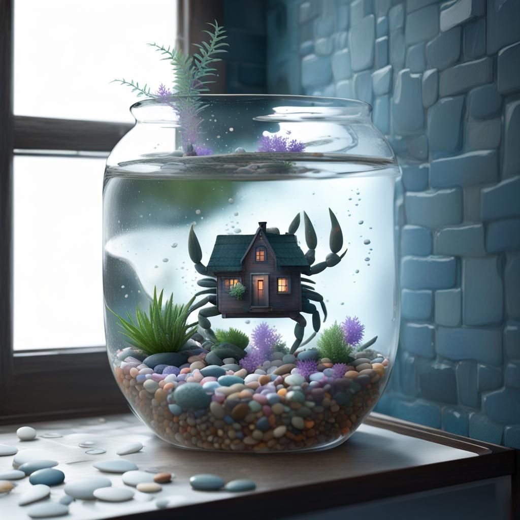 Whimsical Crab House in a Cinematic Tank