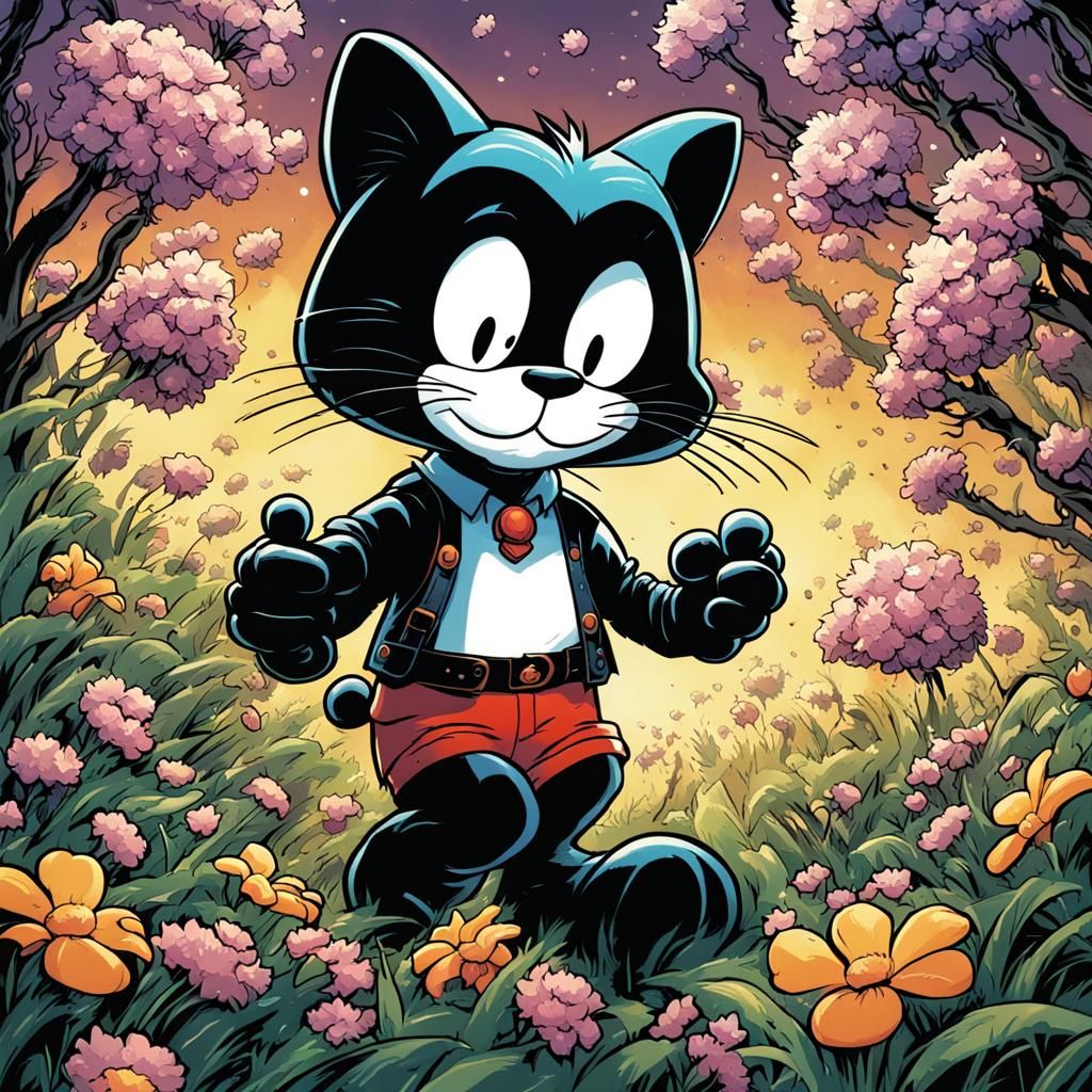 Felix the Cat in Comic Book Art Style