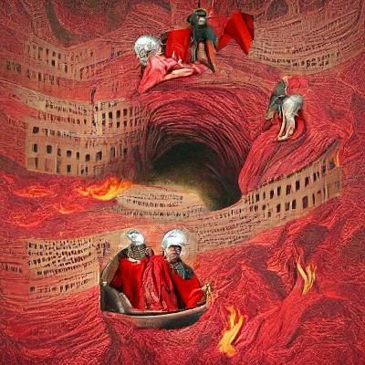 Infernal Landscape with Tormented Souls