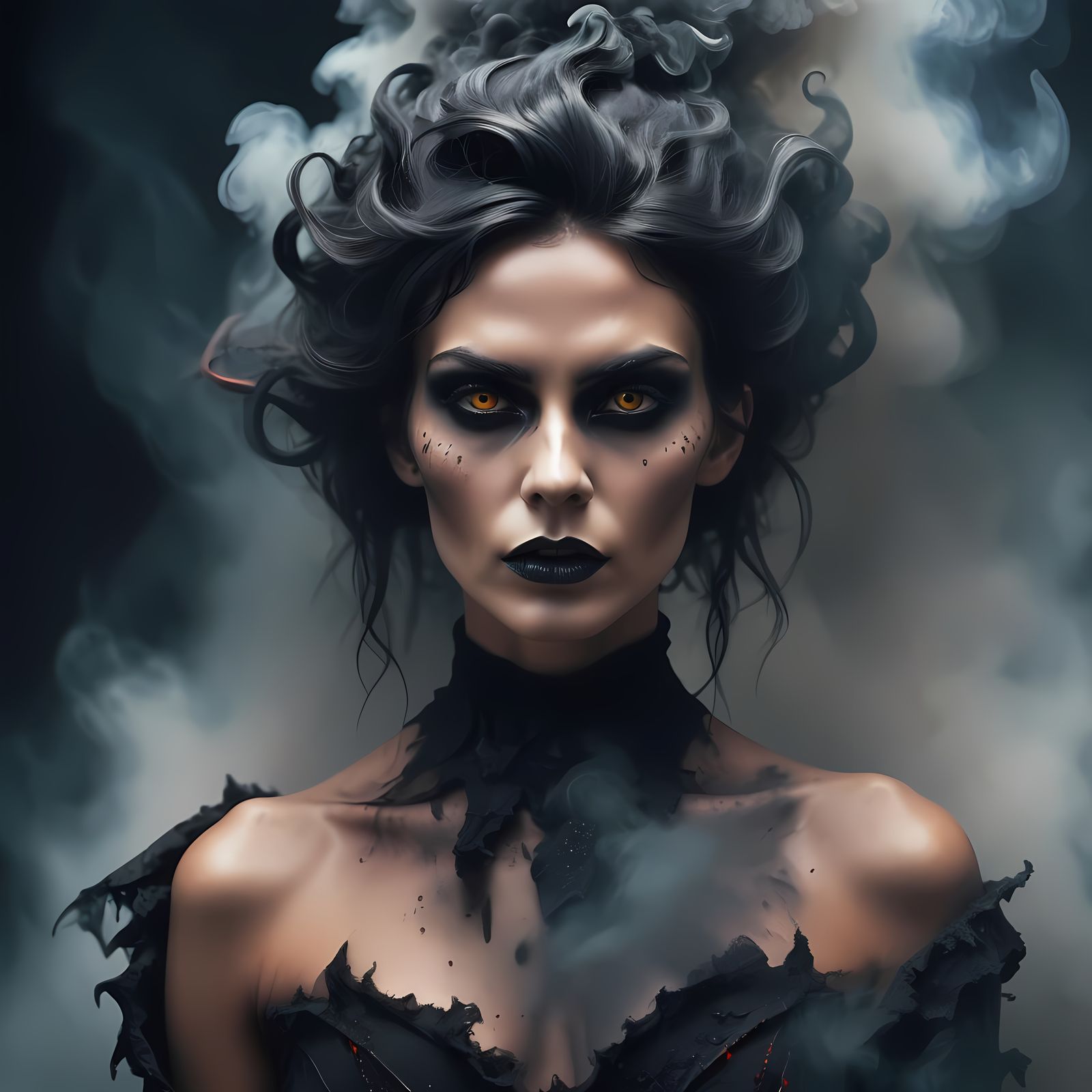 Volcanic Witch High-Fashion Portrait in Vivid Colors