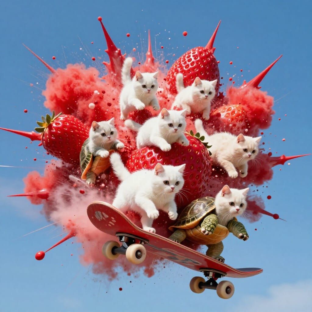 Exploding Strawberry Grenade Transforms into Cats and Tortoi...