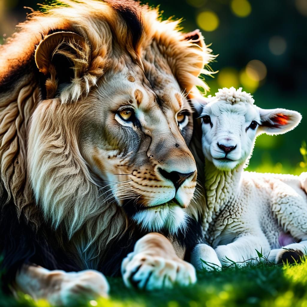 Lion and Lamb in Harmony: Wildlife Photography