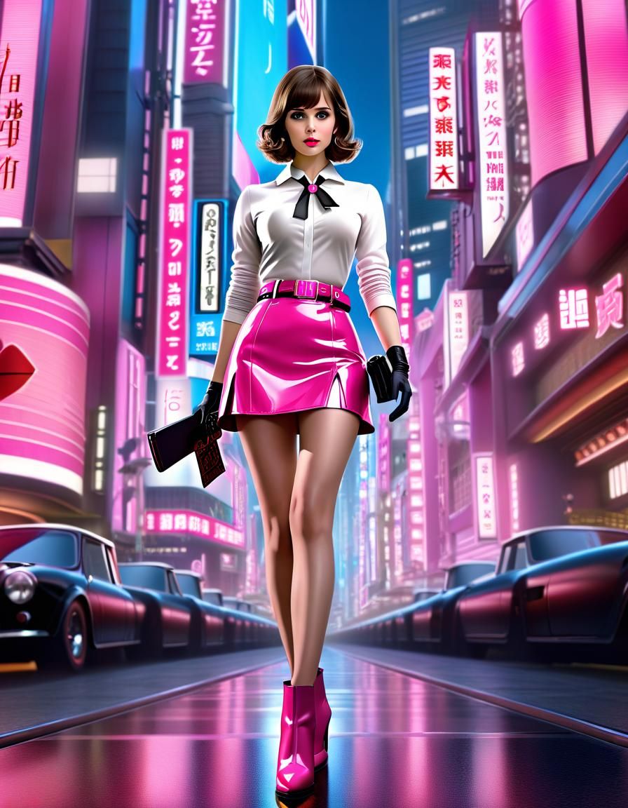 Pink Secret Agent in Tokyo: Matte Painting