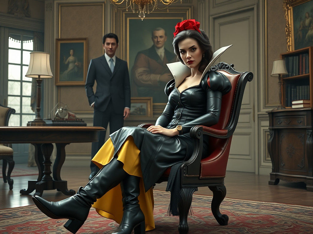 Angry Snow White in Modern Black Leather, 8k Photorealism