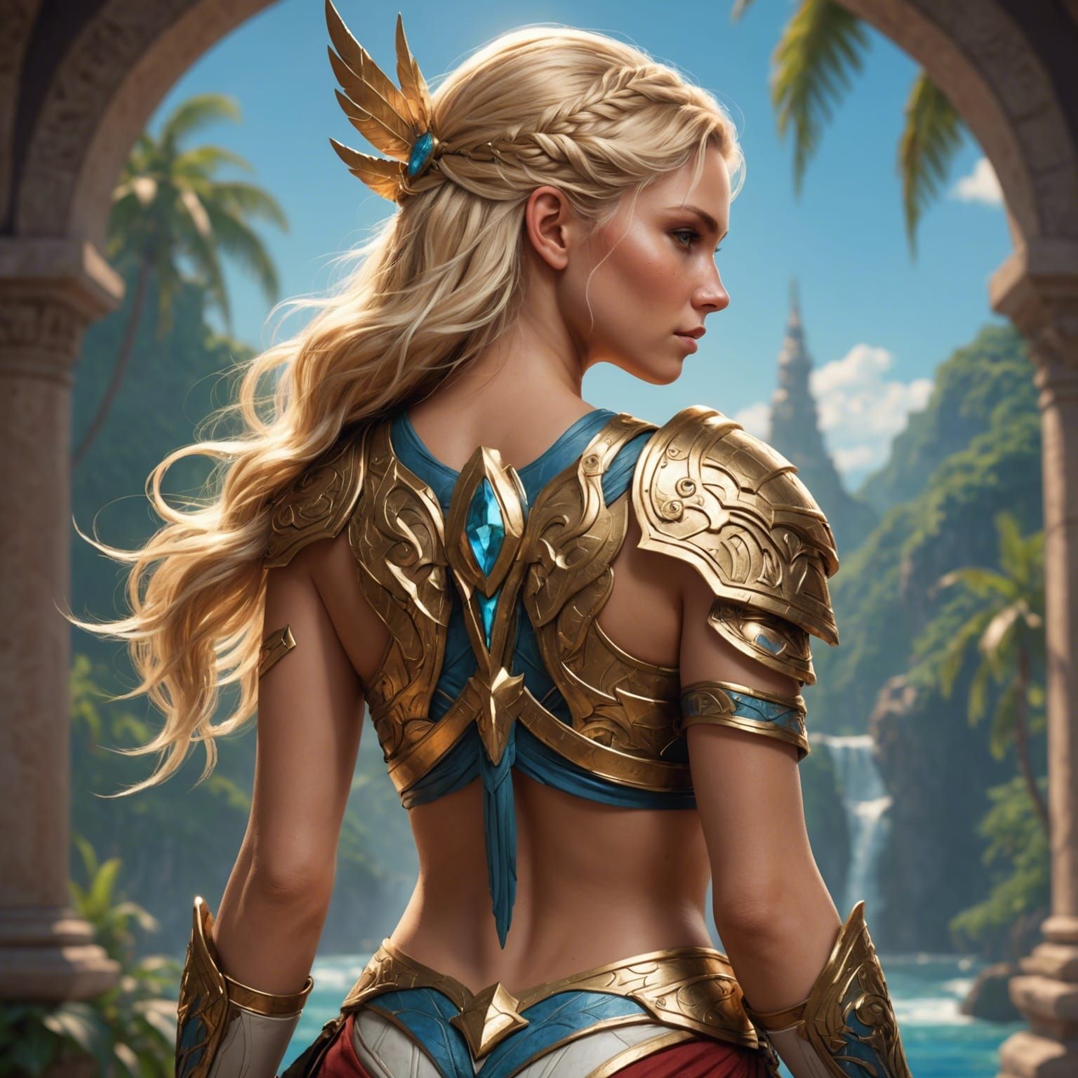 Amazonian Warrior Princess Portrait in Hyperdetailed Style