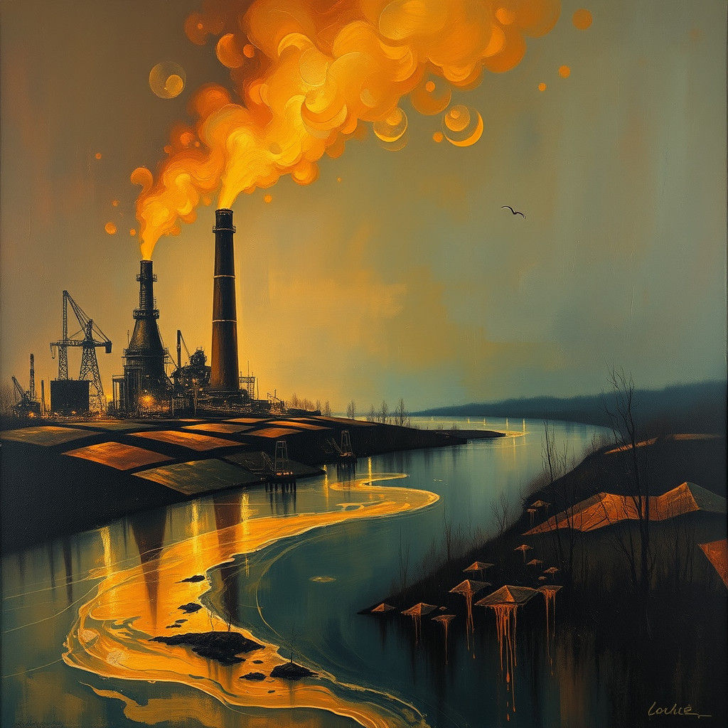 Surreal Industrial Dreamscape in a Dali-esque Style