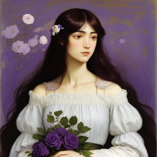 Luxurious, Velvety Purple Rose in Full Bloom