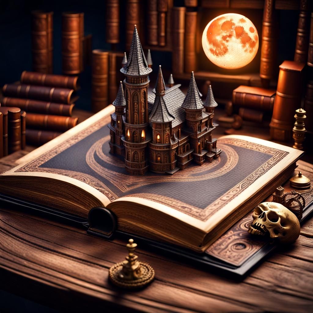 Open Book in Moonlight: Fantasy Art