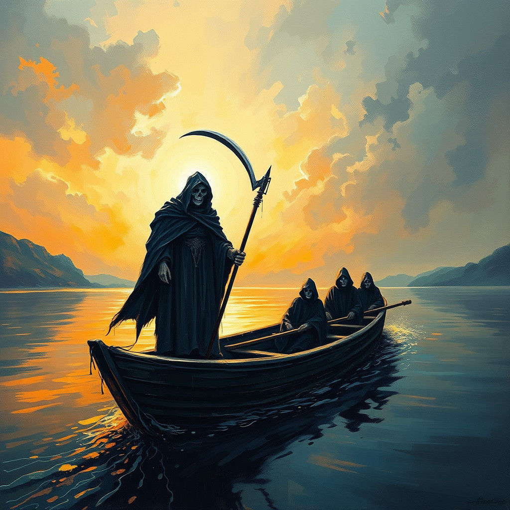 Death Guides Souls in Expressionist Impasto Painting