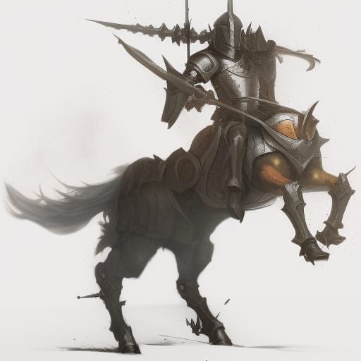 Armored Centaur Knight in Dark Forest
